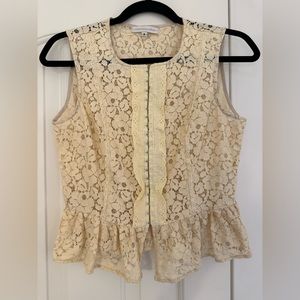 COPY - Anthropologie Corey Lynn Calter cream lace bustier peplum top size 8